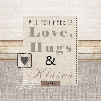 Love, Hugs & Kisses – Liebesservietten 33x33 cm