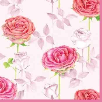 Roses rosa  - Servietten 33x33 cm