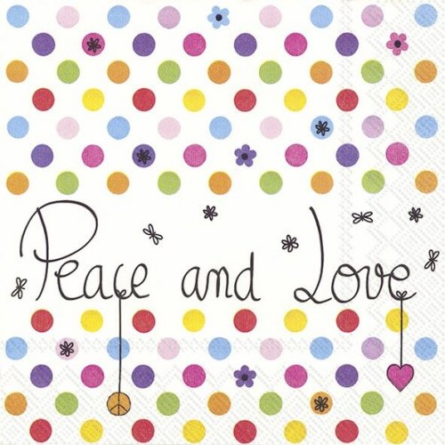 Peace and Love Servietten 33x33 cm