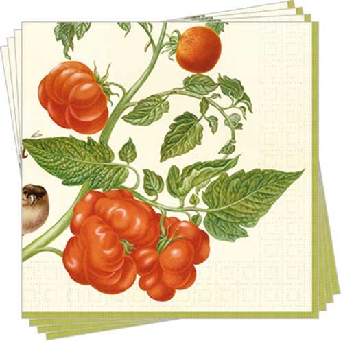 Serviette 33x33 cm Tomaten und Buchfink