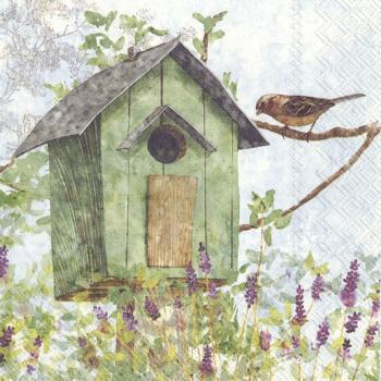 Green birdhouse – Servietten 33x33 cm