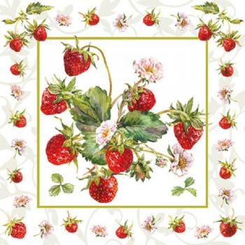 Viele leckere Erdbeeren – Servietten 25x25 cm
