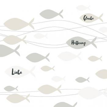 Taupe Fische Christenzeichen - Servietten 33x33 cm