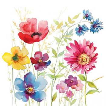 Aquarell Blumen bunt - Servietten 33x33 cm