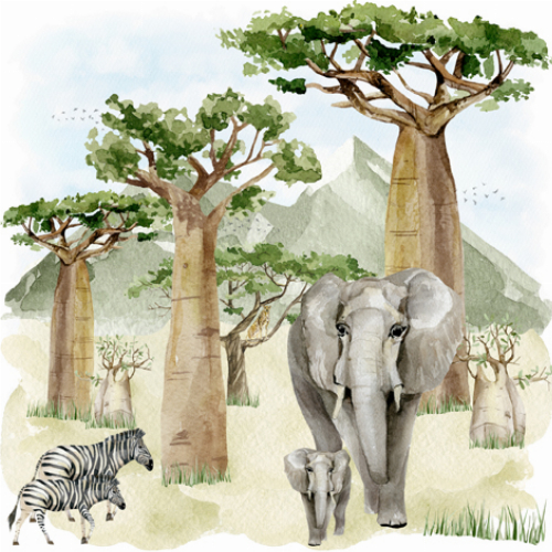 Baobab - Afrikanischer Lebensbaum - Servietten 33x33 cm
