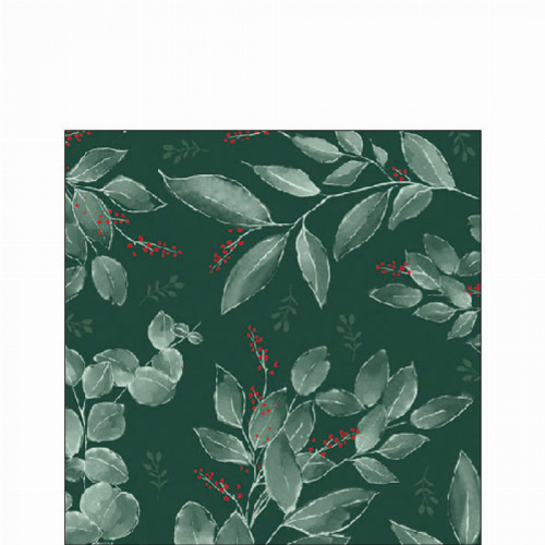 Blätter und Beeren grün - Servietten 25x25 cm