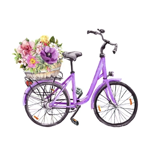 Fahrrad mit Blumen  - Servietten 33x33 cm