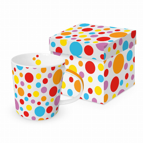 Farbenfrohe Punkte - Tasse mit Box