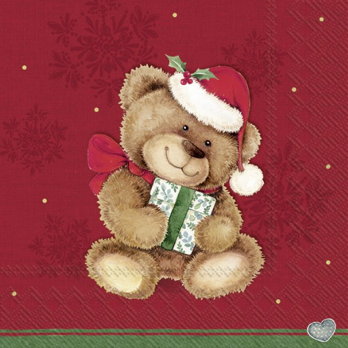Christmas Teddy red - Lunchservietten 33x33 cm