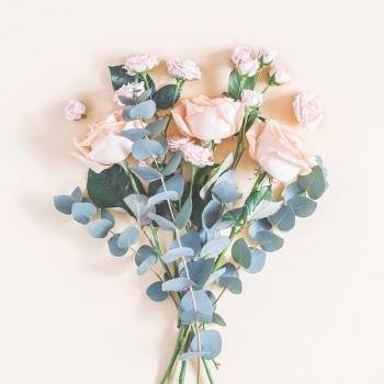 Rosen mit Eukalyptus – Servietten 33x33 cm